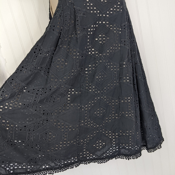 ANTHROPOLOGIE Maeve Black Eyelet Lace Swing Dress Sz S - Picture 7 of 16
